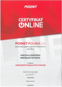 Certyfikat Posnet - Mirosław Wysocki