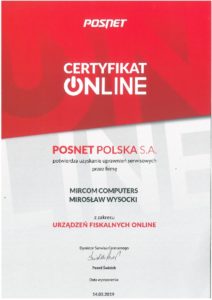 Certyfikat Posnet - Mirosław Wysocki