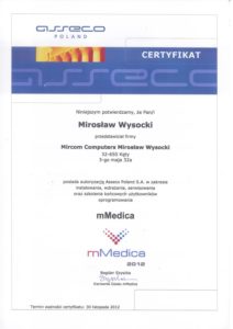 Certyfikat mMedica 2012 - Mirosław Wysocki