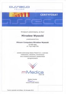 Certyfikat mMedica 2013 - Mirosław Wysocki